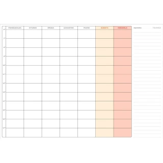 Suchościeralny planer tygodniowy 119x84cm godziny 6 -18 format A0