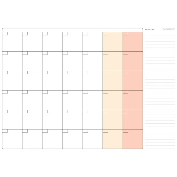 Planer A0 miesięczny do pisania markerami suchościeralnymi