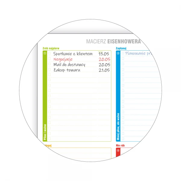 Suchościeralny magnetyczny planer Macierz Eisenhowera