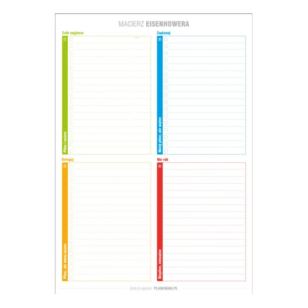 Planer na lodówkę magnetyczny A1 Macierz Eisenhowera