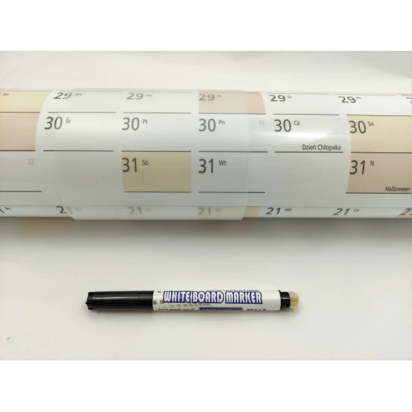 Planer suchościeralny przeznaczony jest do pisania markerami do białych tablic lub foliopisem 