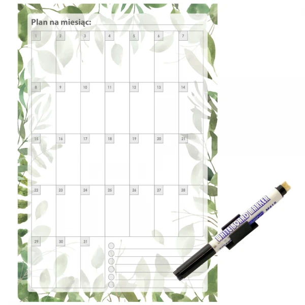 Planer A2 na lodówkę, ścianę suchościeralny z markerem