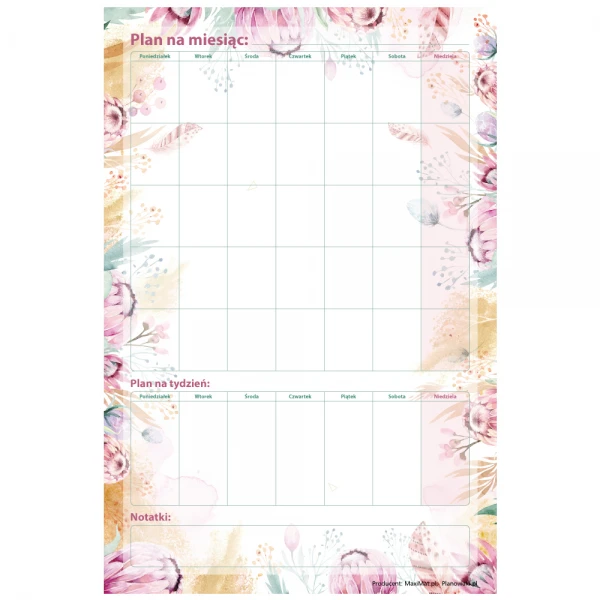 Planer ścieralny miesiąc+tydzień 60x40 A2