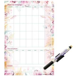 Planer ścienny  miesięczny 40x60cm z mocowaniem + marker gratis