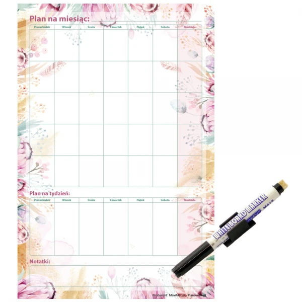Planer ścieralny miesiąc+tydzień 60x40 A2