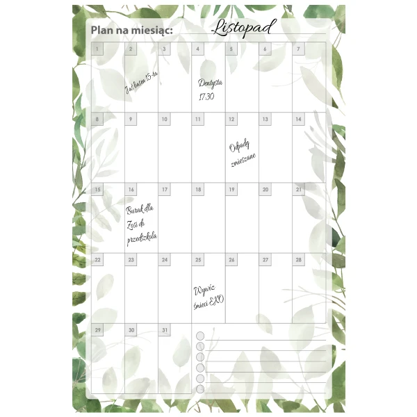 Planer ścienny uniwersalny miesięczny  40x60cm z mocowaniem + marker gratis