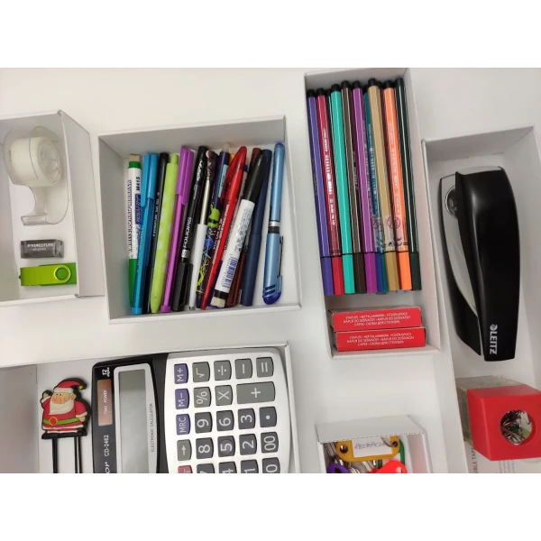 Pojemniki do szuflad i na biurko, komplet 6 EKO organizerów