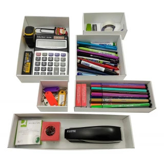 Pojemniki do szuflad i na biurko, komplet 6 EKO organizerów