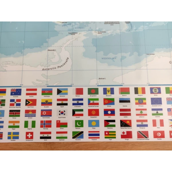 Zmazywalna Mapa ŚWIATA B0 naklejana na ścianę 144x102cm