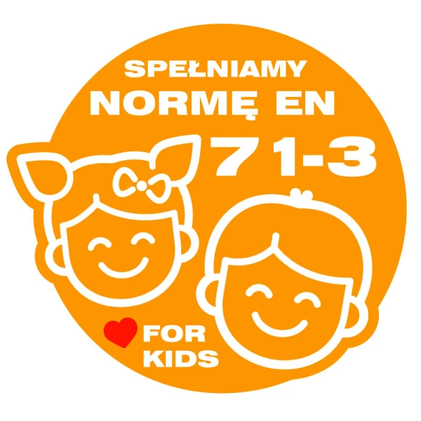 Nadruk spełnia rygorystyczną normę stosowaną także dla zabawek dla dzieci