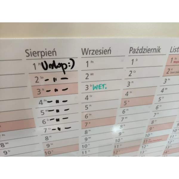 Planer tablicowy A1 z mocowaniem samoprzylepnym PCV 3mm