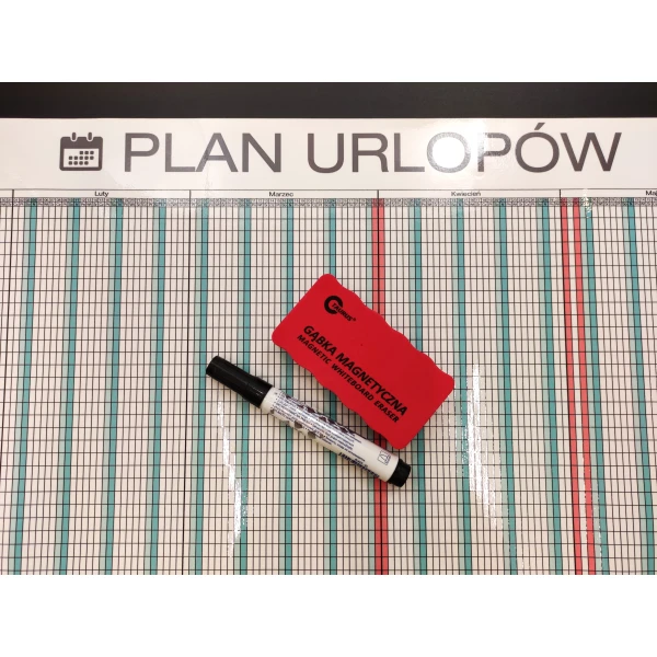 Plan urlopowy na 30 nazwisk z laminatem suchościeralnym, 20206