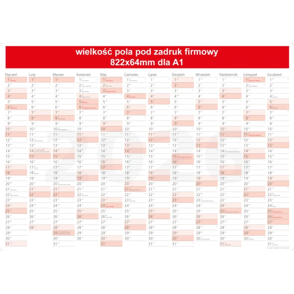 Firmowy planer ścienny A1 kalendarz 2026 84x59 NADRUK reklamowy