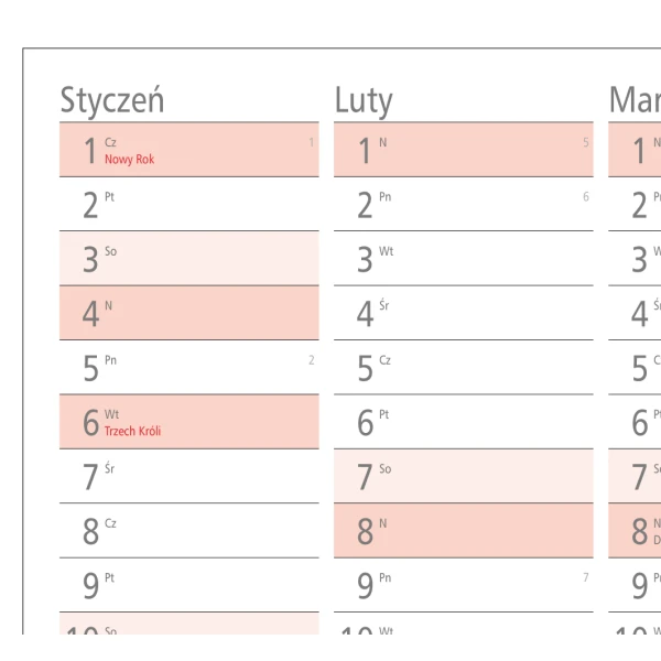 Największy planner ścienny 190x102cm na 2026 rok