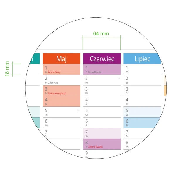 Pole na notatki w kalendarzu A1 na rok 2025