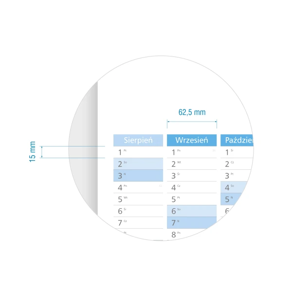 Wielkość pola na notatki