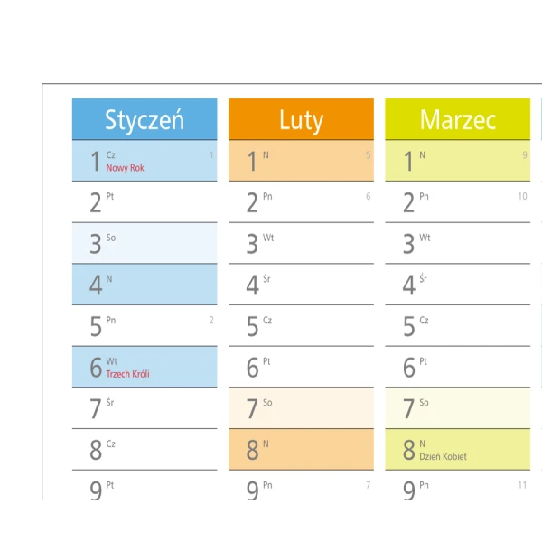 Planer 2026 A2 kalendarz 59,4x42 cm kolorowy przeklejany