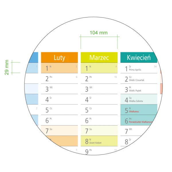 Wielkość rubryki w planerze B0 2026