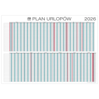 Planer urlopów na rok 2026 format A1 84x59cm