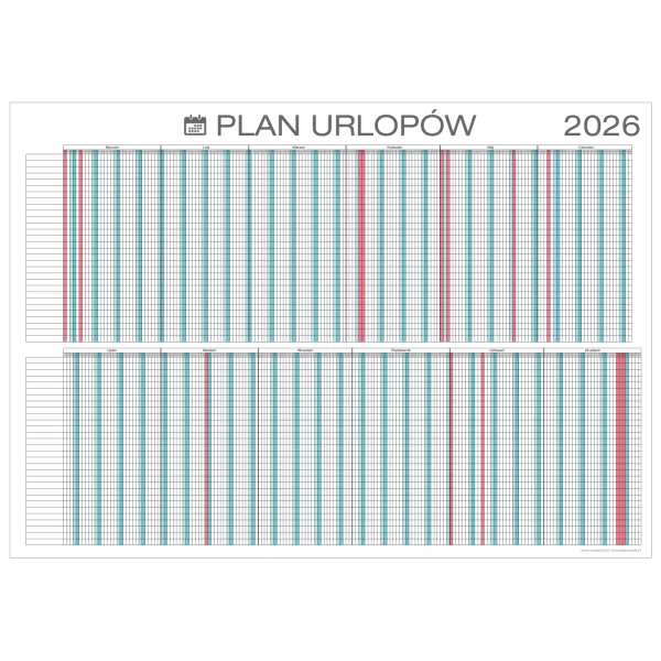 Wielkoformatowy planer urlopów B0 suchościeralny 2026