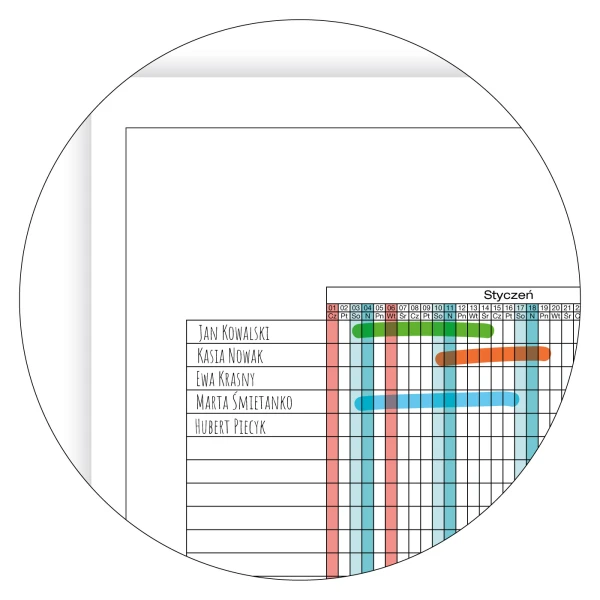 Planer urlopowy 2026 144x102 cm suchościeralna powierzchnia