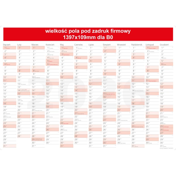 Kalendarz ścienny plakatowy z nadrukiem reklamowym format B0, duży planer 2026