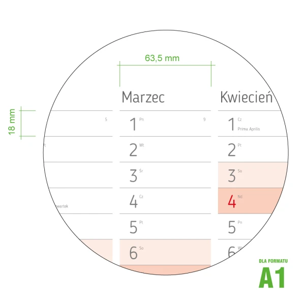 Wielkość pola na notatki na planerze rocznym 2027 rok.