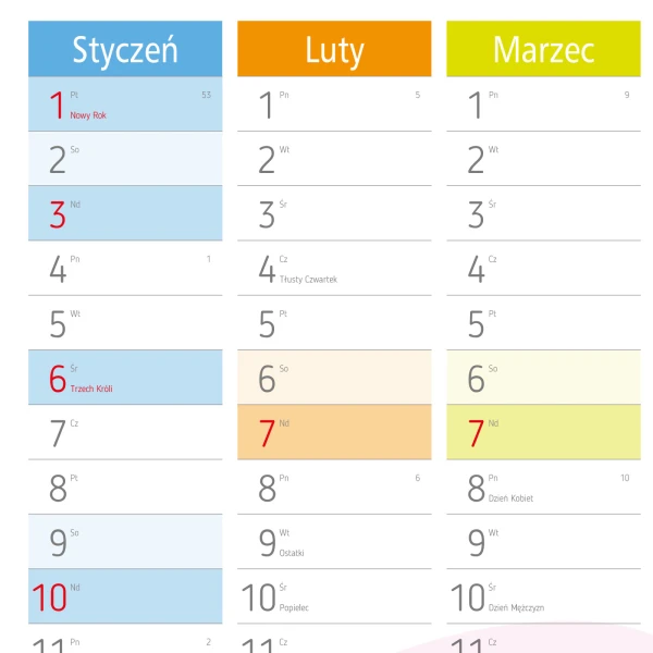 Planer 2027 A2 kalendarz 59,4x42 cm kolorowy samoprzylepny PRZEklejany