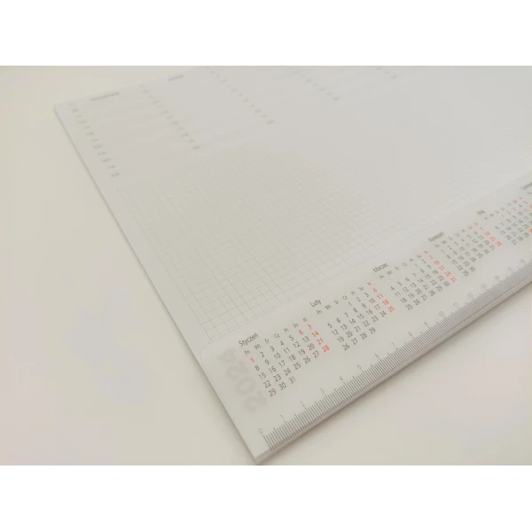 Biuwar kalendarz/notes na biurko 48x33cm z listwą ochronną kalendarz 2024 linijka