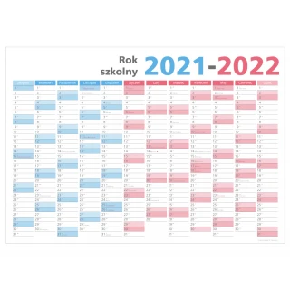 Kalendarz A1 na rok szkolny 2021/22  84x59 cm suchościeralny z mocowaniem
