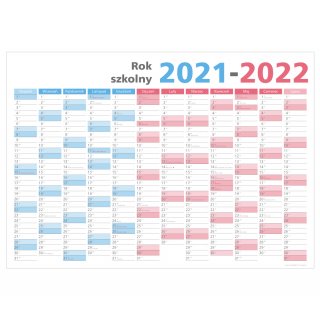 Planer szkolny 2021/2022 B0 144x102 cm kalendarz nauczyciela i ucznia + mocowanie