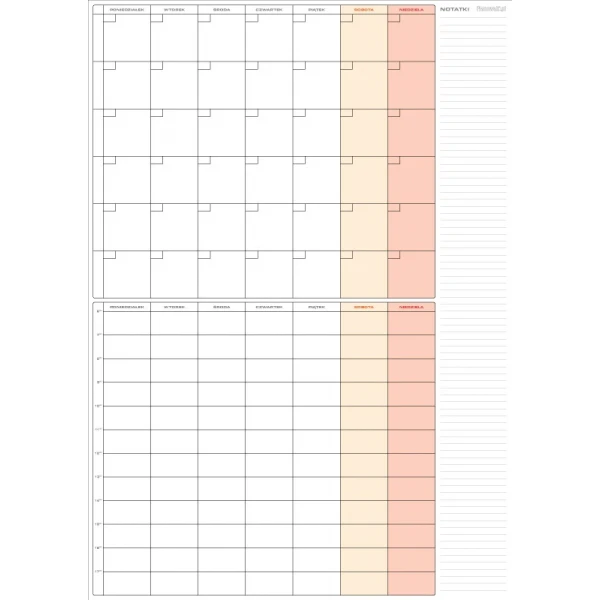 Planer Suchościeralny, organizer miesiąc + tydzień wielkość (A1) pionowy z mocowaniem