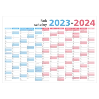 Planer szkolny 2023/2024 B0 144x102 cm kalendarz ścienny