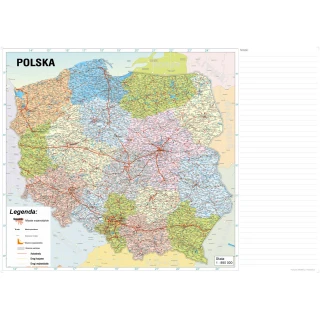 Suchościeralna Mapa Polski A0 naklejana na ścianę 119x84cm