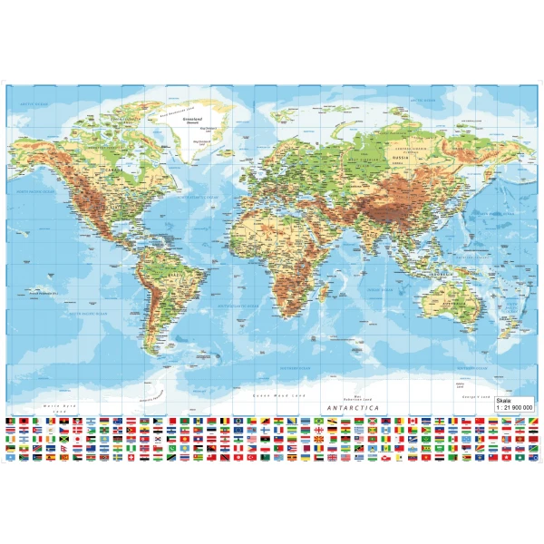 Suchościeralna duża mapa świata na ścianę format A0